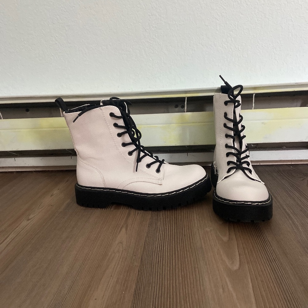 White women's combat boots